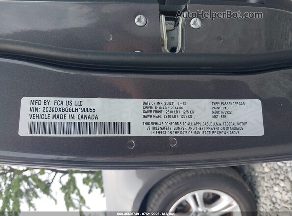 2C3CDXBG6LH190055 2020 DODGE CHARGER Black Widok komory silnika