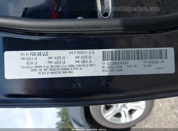2C3CDXBG7KH676243 2019 DODGE CHARGER Black Շարժիչի բաժամունքի տեսք