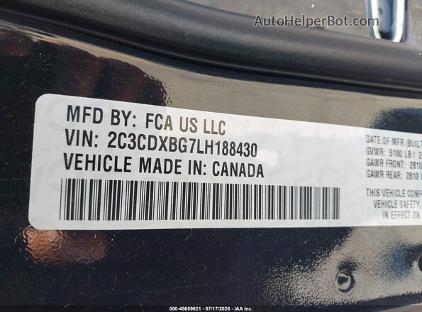2C3CDXBG7LH188430 2020 DODGE CHARGER Black Շարժիչի բաժամունքի տեսք
