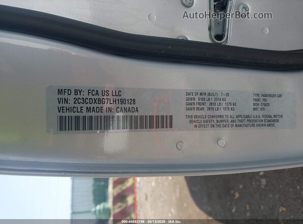 2C3CDXBG7LH190128 2020 DODGE CHARGER Серебряный Вид подкапотного пространства