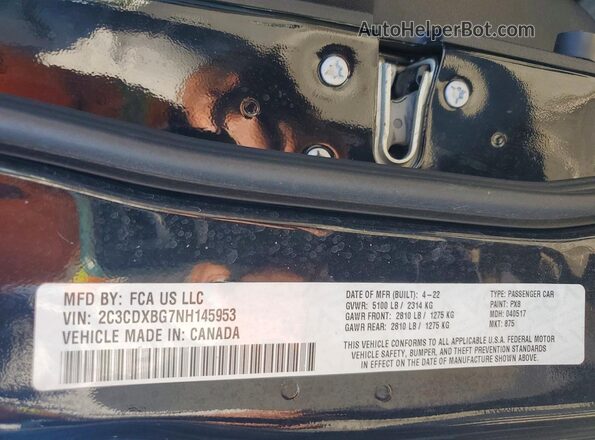 2C3CDXBG7NH145953 2022 DODGE CHARGER Black Widok komory silnika