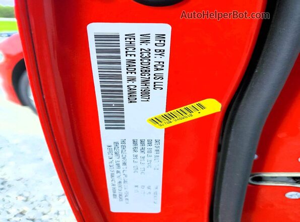 2C3CDXBG7NH198071 2022 DODGE CHARGER Red Widok komory silnika