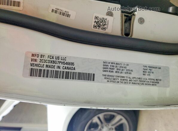 2C3CDXBG7PH546695 2023 DODGE CHARGER Белый Вид подкапотного пространства