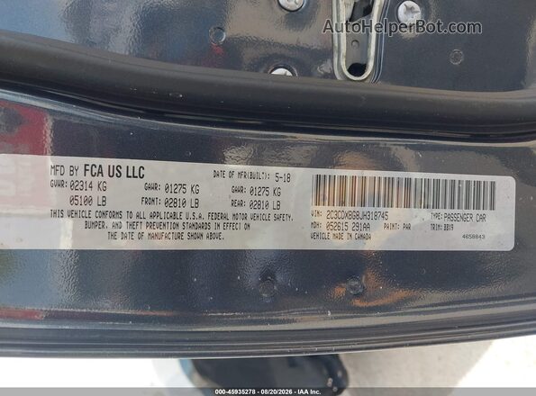 2C3CDXBG8JH318745 2018 DODGE CHARGER Black Widok komory silnika
