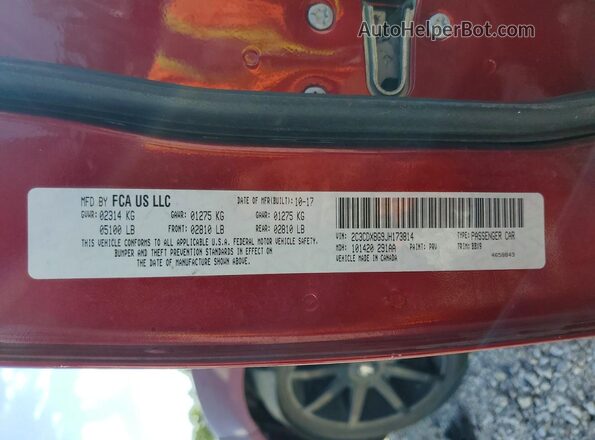 2C3CDXBG9JH173814 2018 DODGE CHARGER Red Widok naklejki z numerem VIN
