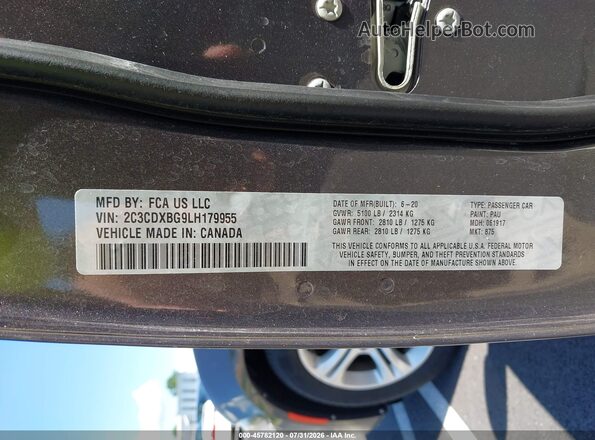 2C3CDXBG9LH179955 2020 DODGE CHARGER Gray Widok komory silnika