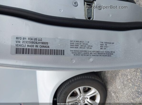 2C3CDXBG9LH190020 2020 DODGE CHARGER Серебряный Вид подкапотного пространства