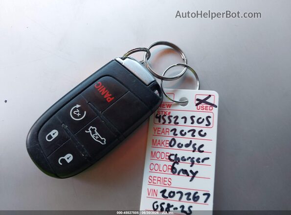 2C3CDXBG9LH207267 2020 DODGE CHARGER Gray წინა პანელის ხედი