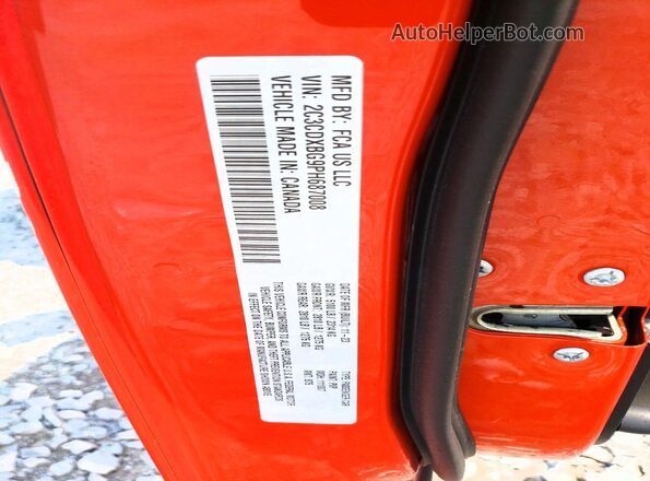 2C3CDXBG9PH687008 2023 DODGE CHARGER Orange Widok naklejki z numerem VIN