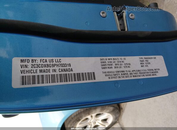 2C3CDXBG9PH703319 2023 DODGE CHARGER Синий Вид подкапотного пространства