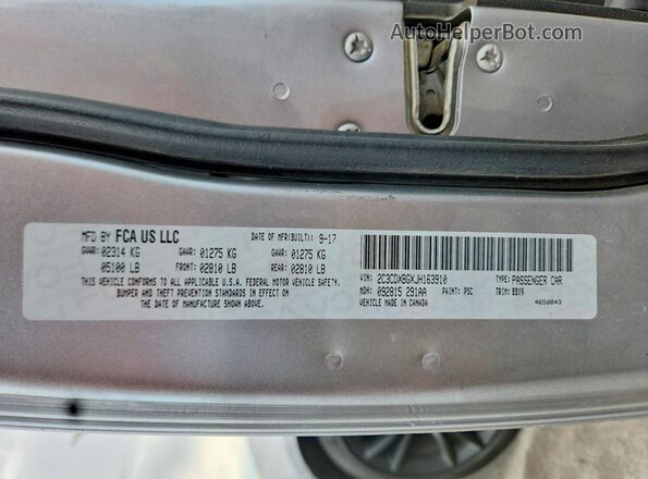 2C3CDXBGXJH163910 2018 DODGE CHARGER Silver ძრავის განყოფილების ხედი