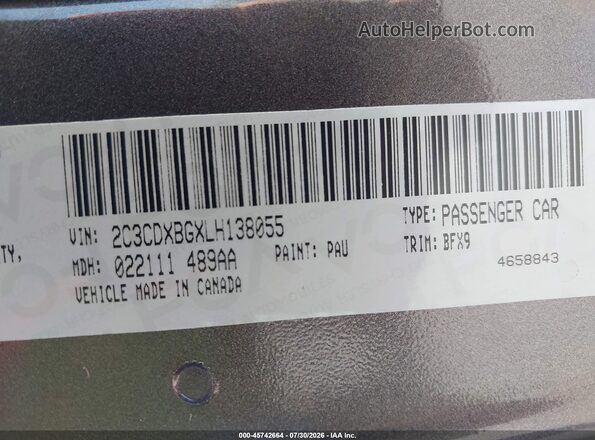 2C3CDXBGXLH138055 2020 DODGE CHARGER Gray Vista del compartimento del motor