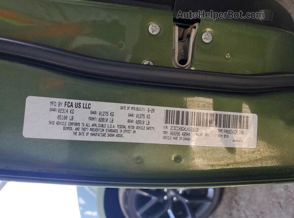 2C3CDXBGXLH163618 2020 DODGE CHARGER Green Вид підкапотного простору