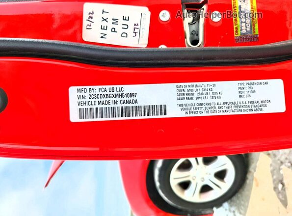 2C3CDXBGXMH510897 2021 DODGE CHARGER Red Вид підкапотного простору