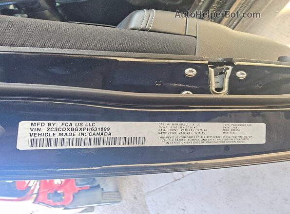 2C3CDXBGXPH631899 2023 DODGE CHARGER Black Vista del compartimento del motor