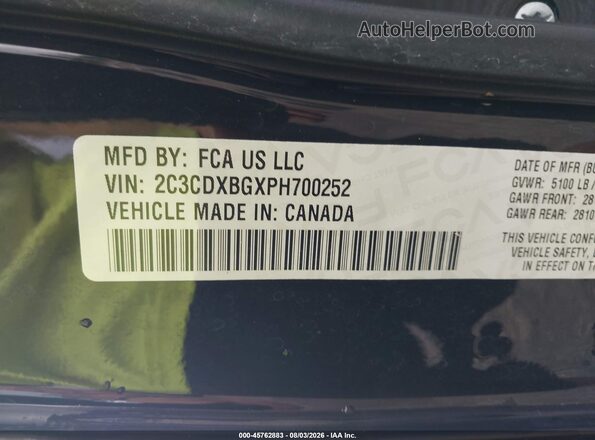 2C3CDXBGXPH700252 2023 DODGE CHARGER Black Widok komory silnika