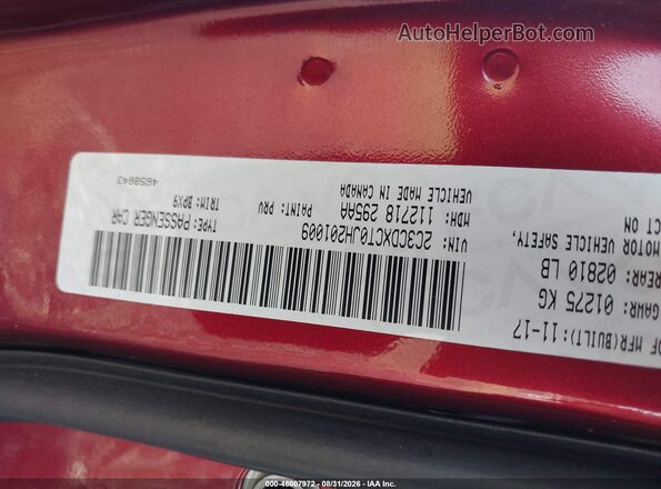2C3CDXCT0JH201009 2018 DODGE CHARGER Темно-бордовый Вид подкапотного пространства