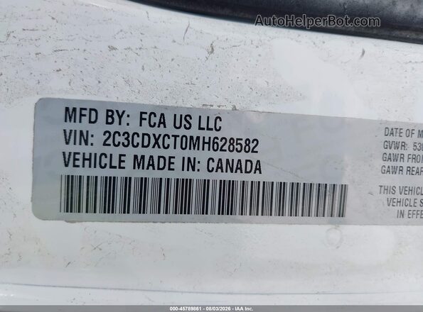 2C3CDXCT0MH628582 2021 DODGE CHARGER White Widok komory silnika