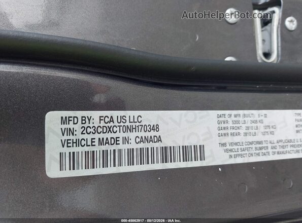 2C3CDXCT0NH170348 2022 DODGE CHARGER Серый Вид подкапотного пространства