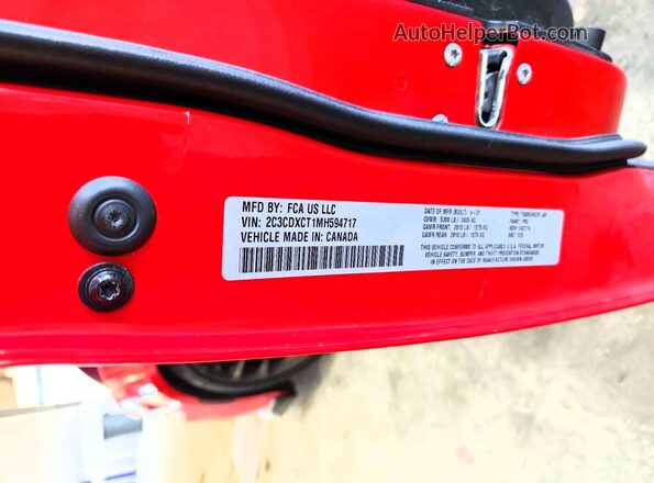 2C3CDXCT1MH594717 2021 DODGE CHARGER Red ძრავის განყოფილების ხედი