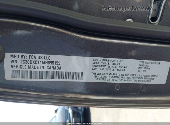 2C3CDXCT1MH595155 2021 DODGE CHARGER Серый Вид подкапотного пространства