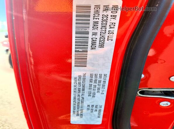 2C3CDXCT2LH232099 2020 DODGE CHARGER Красный Вид подкапотного пространства