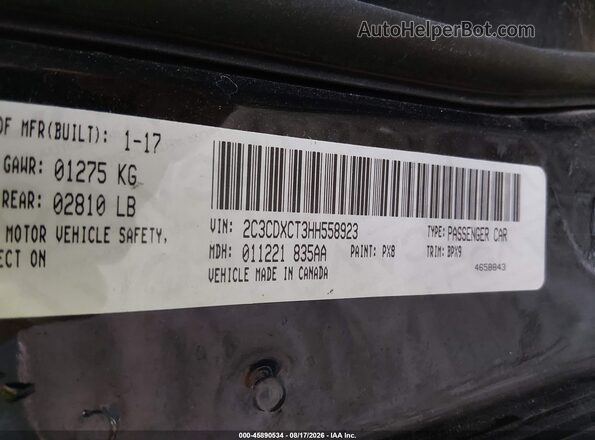 2C3CDXCT3HH558923 2017 DODGE CHARGER Black Вид підкапотного простору