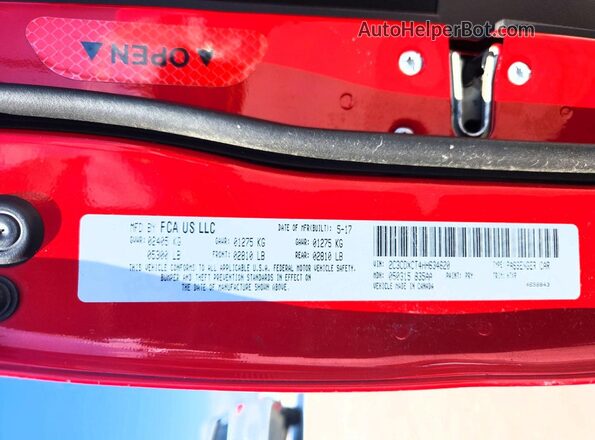 2C3CDXCT4HH634620 2017 DODGE CHARGER Red Engine compartment view
