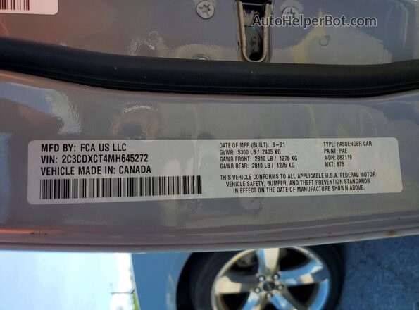 2C3CDXCT4MH645272 2021 DODGE CHARGER Gray Vista del compartimento del motor