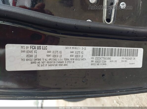 2C3CDXCT7GH218902 2016 DODGE CHARGER Black Вид підкапотного простору