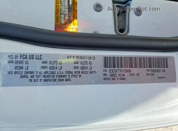 2C3CDXCT7KH738090 2019 DODGE CHARGER Белый Вид подкапотного пространства