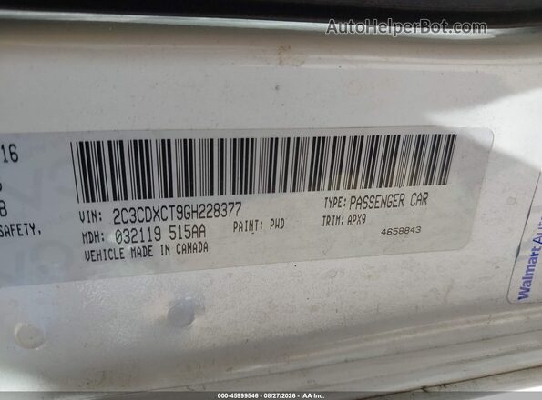 2C3CDXCT9GH228377 2016 DODGE CHARGER White Widok komory silnika