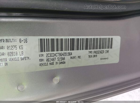 2C3CDXCT9GH291964 2016 DODGE CHARGER Серый Вид подкапотного пространства