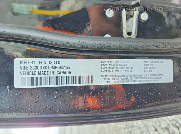 2C3CDXCT9MH584145 2021 DODGE CHARGER Black VIN կոդի պիտակի տեսք