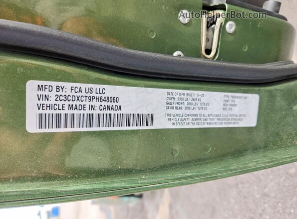 2C3CDXCT9PH648060 2023 DODGE CHARGER Green Engine compartment view