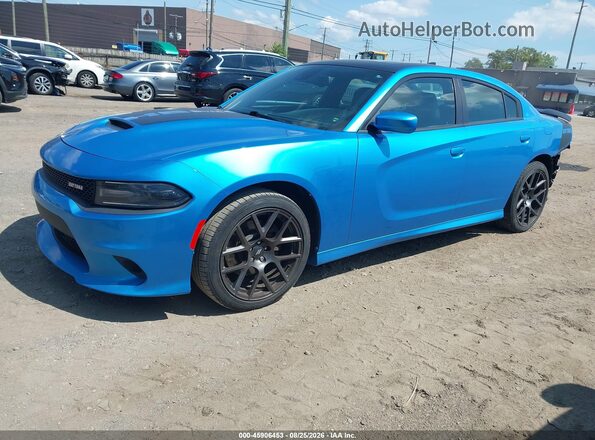 2C3CDXCTXKH553967 2019 DODGE CHARGER Синий Передняя левая четверть