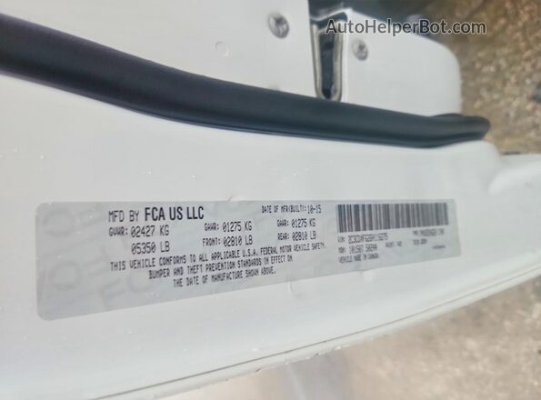 2C3CDXFG2GH116275 2016 DODGE CHARGER White Vista de la etiqueta del VIN
