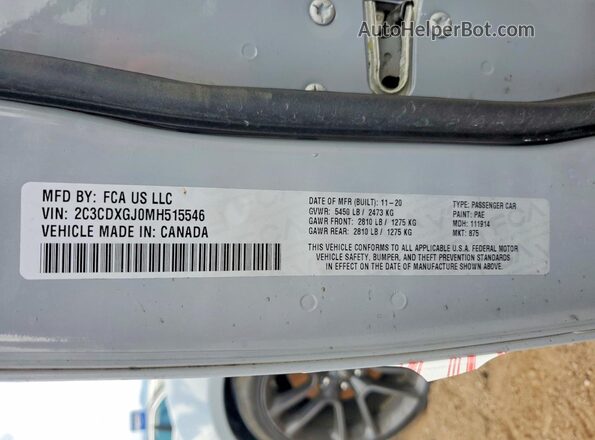 2C3CDXGJ0MH515546 2021 DODGE CHARGER Gray Vista del compartimento del motor