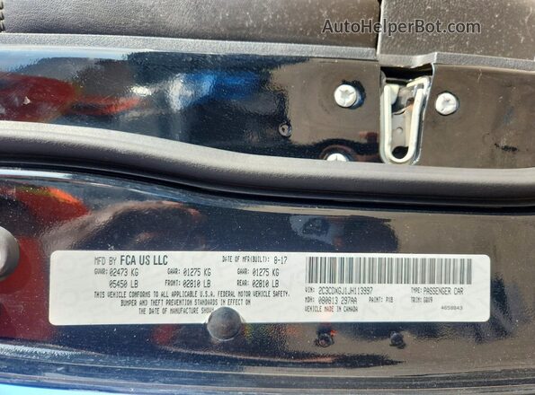 2C3CDXGJ1JH113997 2018 DODGE CHARGER Черный Вид наклейки с VIN-кодом