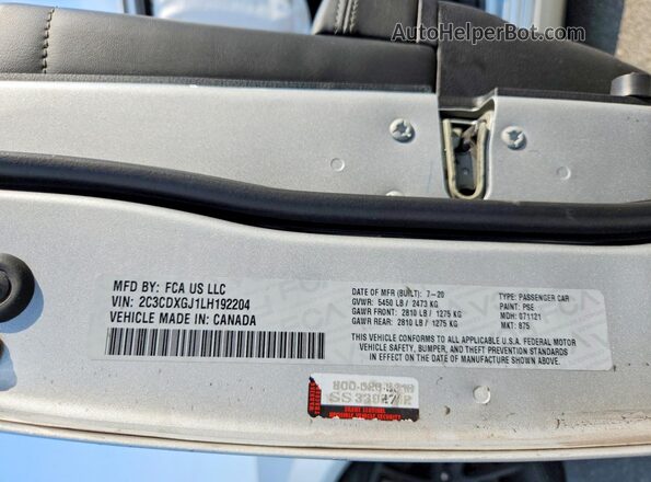 2C3CDXGJ1LH192204 2020 DODGE CHARGER Silver Вид підкапотного простору