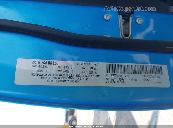 2C3CDXGJ3KH530927 2019 DODGE CHARGER Blue Widok komory silnika