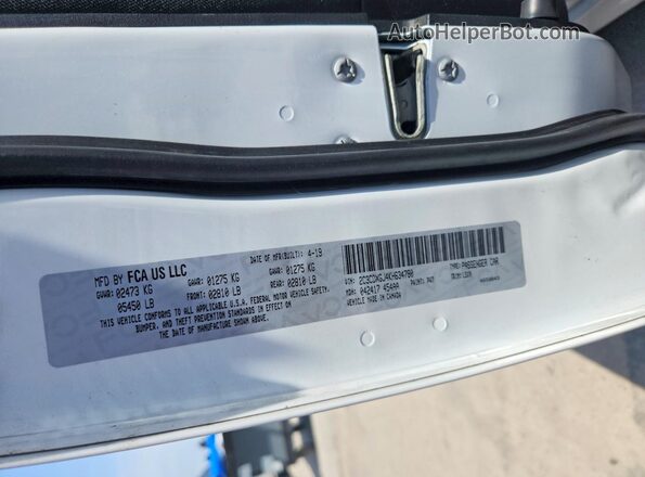 2C3CDXGJ4KH634780 2019 DODGE CHARGER White ძრავის განყოფილების ხედი
