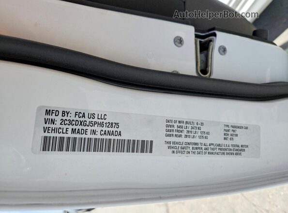 2C3CDXGJ5PH612875 2023 DODGE CHARGER White Вид підкапотного простору