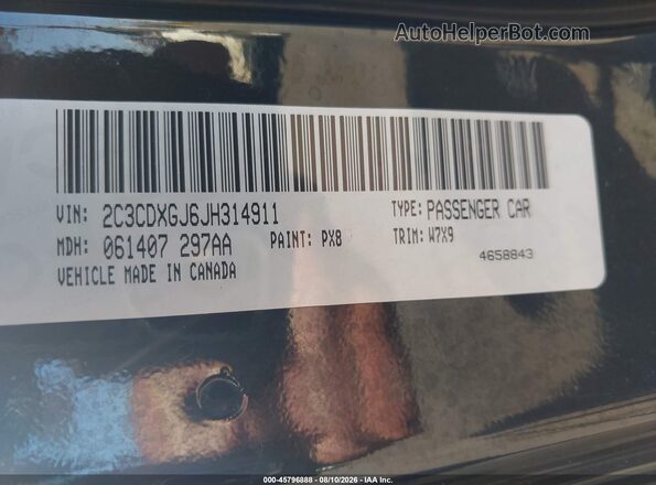 2C3CDXGJ6JH314911 2018 DODGE CHARGER Black Engine compartment view