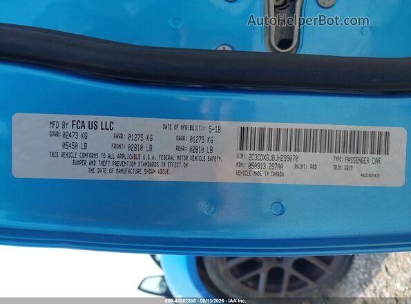 2C3CDXGJ8JH299070 2018 DODGE CHARGER Blue Вид підкапотного простору