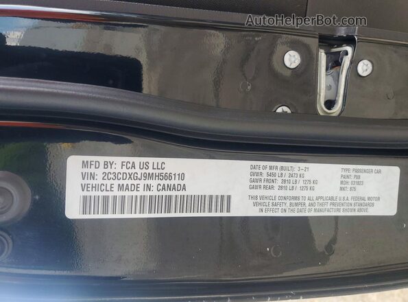 2C3CDXGJ9MH566110 2021 DODGE CHARGER Black VIN կոդի պիտակի տեսք