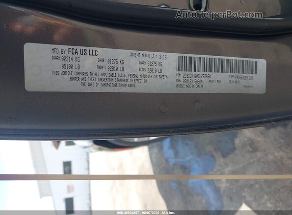 2C3CDXHG0GH222690 2016 DODGE CHARGER Gray Widok komory silnika