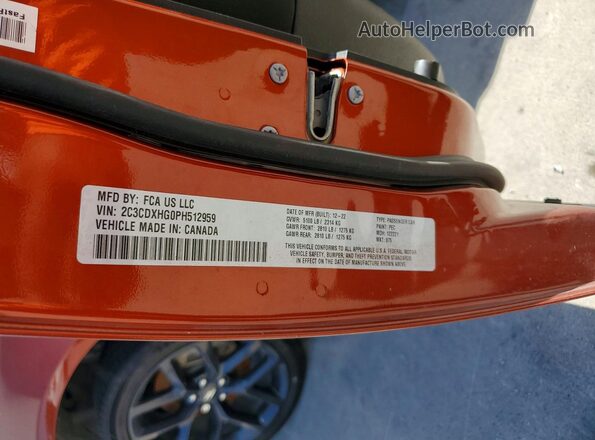 2C3CDXHG0PH512959 2023 DODGE CHARGER Оранжевый Вид наклейки с VIN-кодом