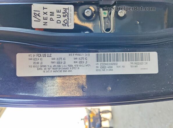 2C3CDXHG1KH609032 2019 DODGE CHARGER Black Vista del compartimento del motor