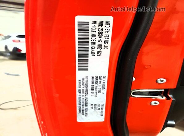 2C3CDXHG1MH619725 2021 DODGE CHARGER Orange Widok naklejki z numerem VIN